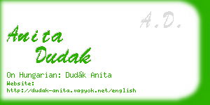 anita dudak business card